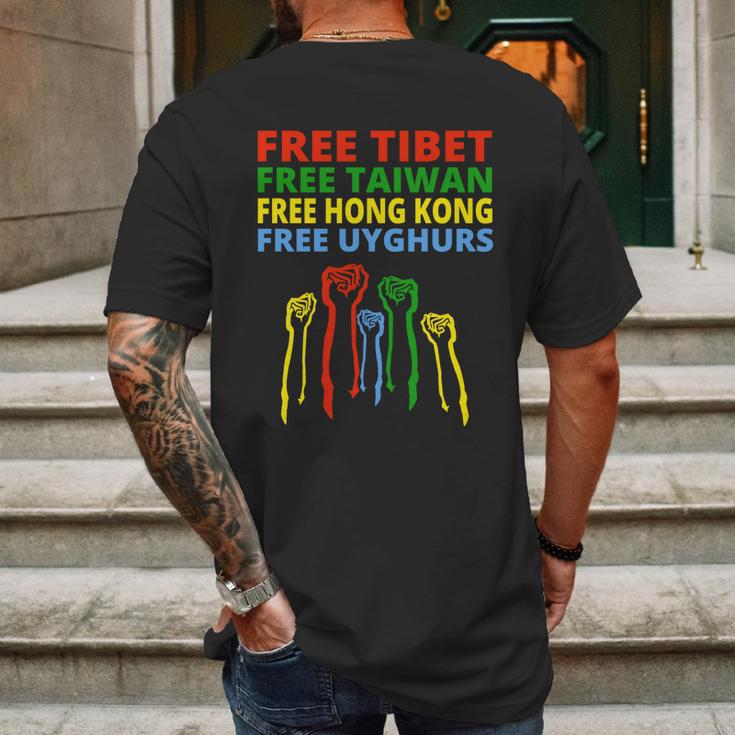 Free Tibet Free Taiwan Free Hong Kong Free Uyghurs Protest Gift Mens Back Print T-shirt Gifts for Men