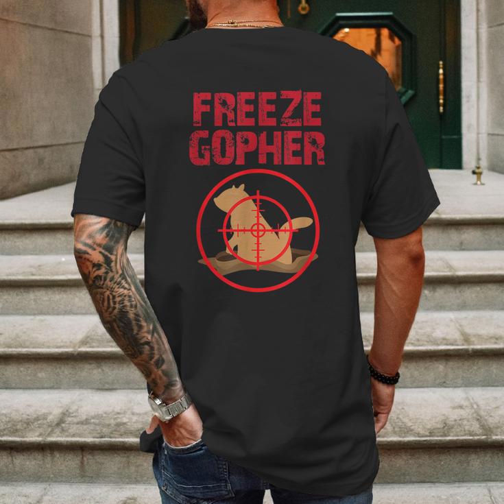 Freeze Gopher Hunting Funny Gopher Hunter Graphic Design Printed Casual Daily Basic Mens Back Print T-shirt Gifts for Men