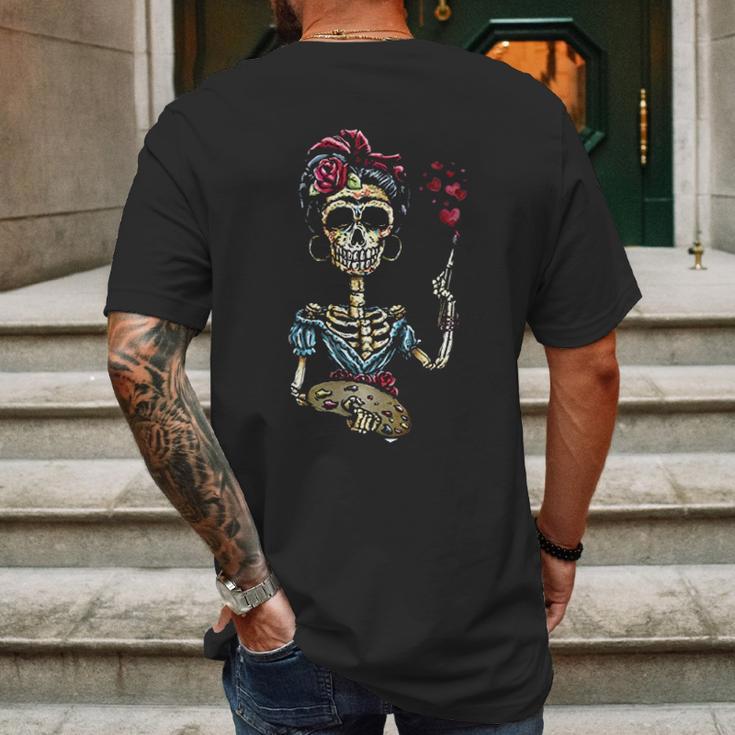 Frida Kahlo Funny Skeleton Mens Back Print T-shirt Gifts for Men