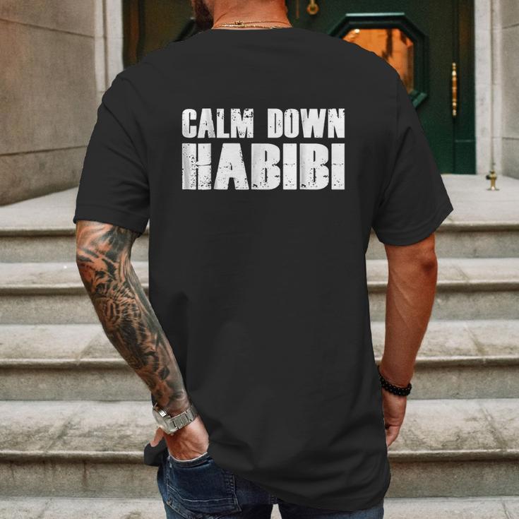 Funny Arabic Calm Down Habibi Mens Back Print T-shirt Gifts for Men