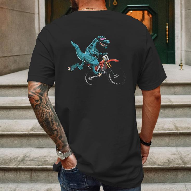 Funny Dino On Dirt Bike Trex Lover Rider Motorcycle Riding Mens Back Print T-shirt Gifts for Men