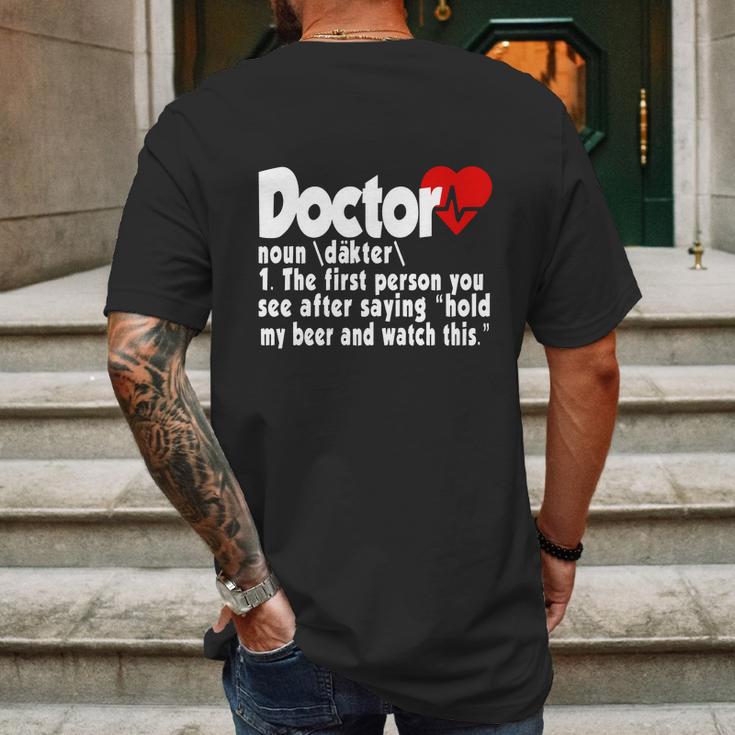 Funny Doctor Medical Med Student Mens Back Print T-shirt Gifts for Men