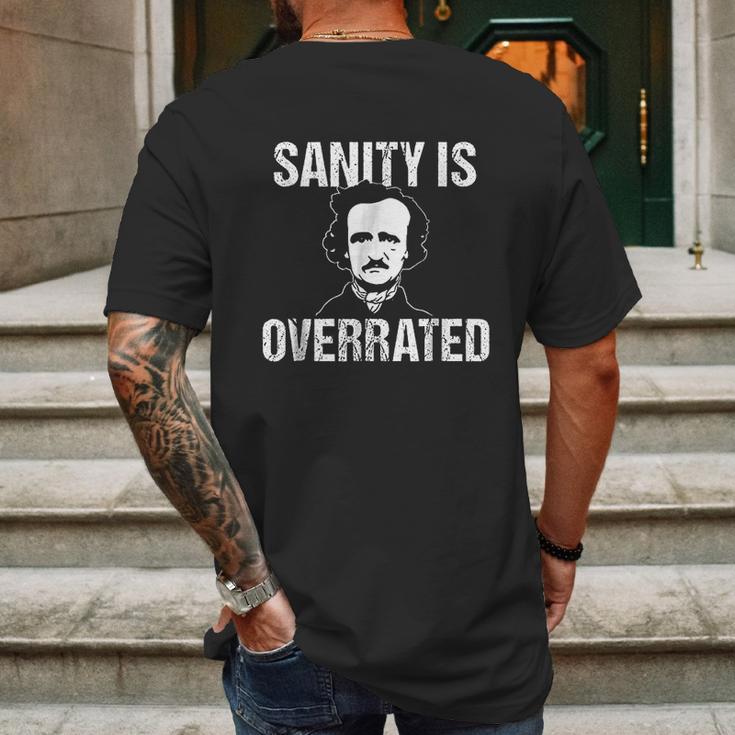 Funny Edgar Allan Poe Sanity Is Overrated Mens Back Print T-shirt Gifts for Men