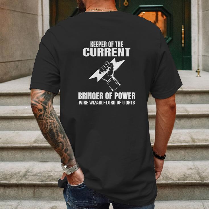 Funny Electrician Electrical Engineer Electricity Gift Mens Back Print T-shirt Gifts for Men