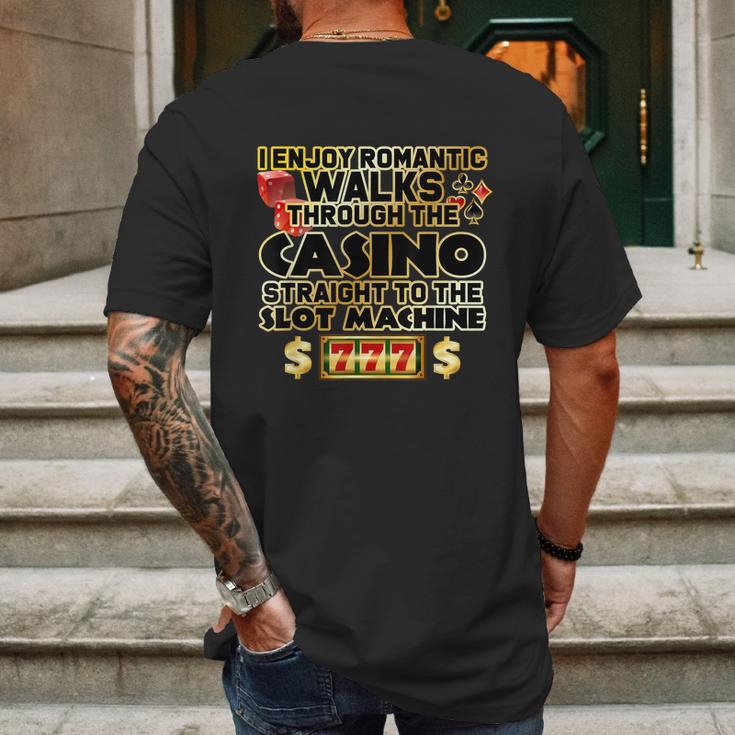 Funny Gambler Slot Machine Casino Las Vegas Gambling Mens Back Print T-shirt Gifts for Men