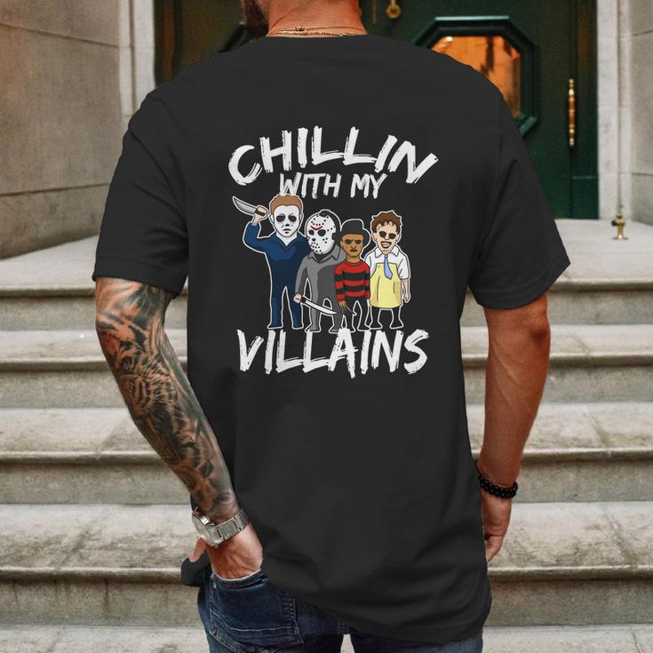 Funny Halloween Chillin With My Villains Mens Back Print T-shirt Gifts for Men