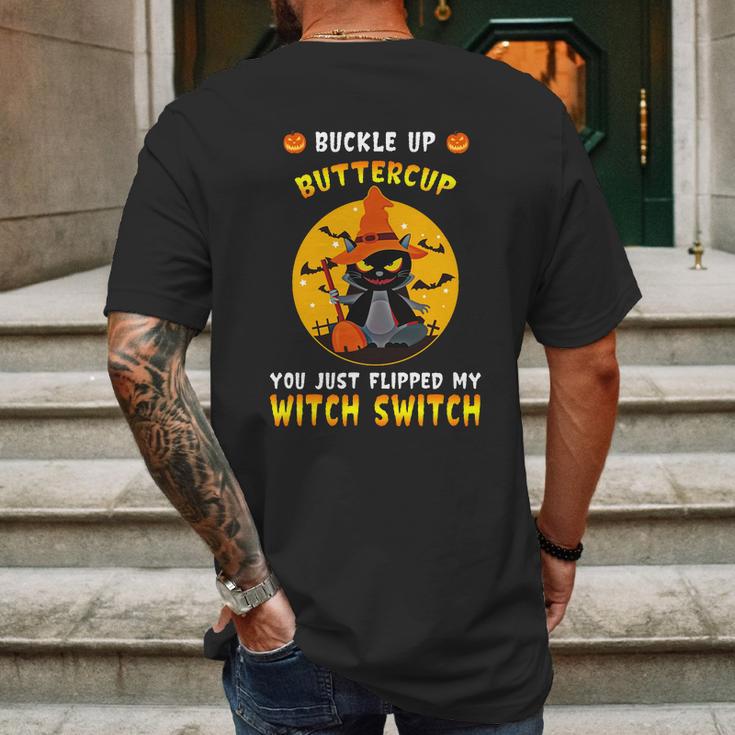 Funny Halloween Cute Halloween Buckle Up Buttercup You Just Flipped My Switch Mens Back Print T-shirt Gifts for Men