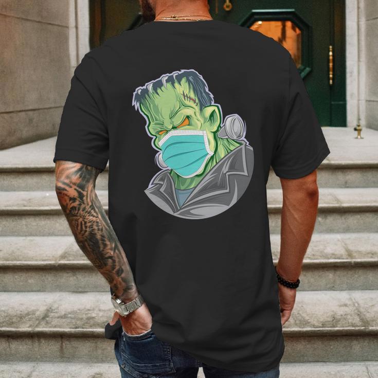 Funny Halloween Frankenstein Pandemic Virus Mask Mens Back Print T-shirt Gifts for Men