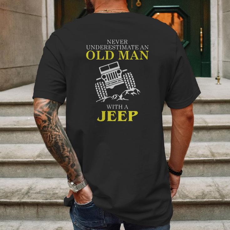 Mens Funny Jeep Tshirt Old Man With A Jeep Tee Mens Back Print T-shirt Gifts for Men