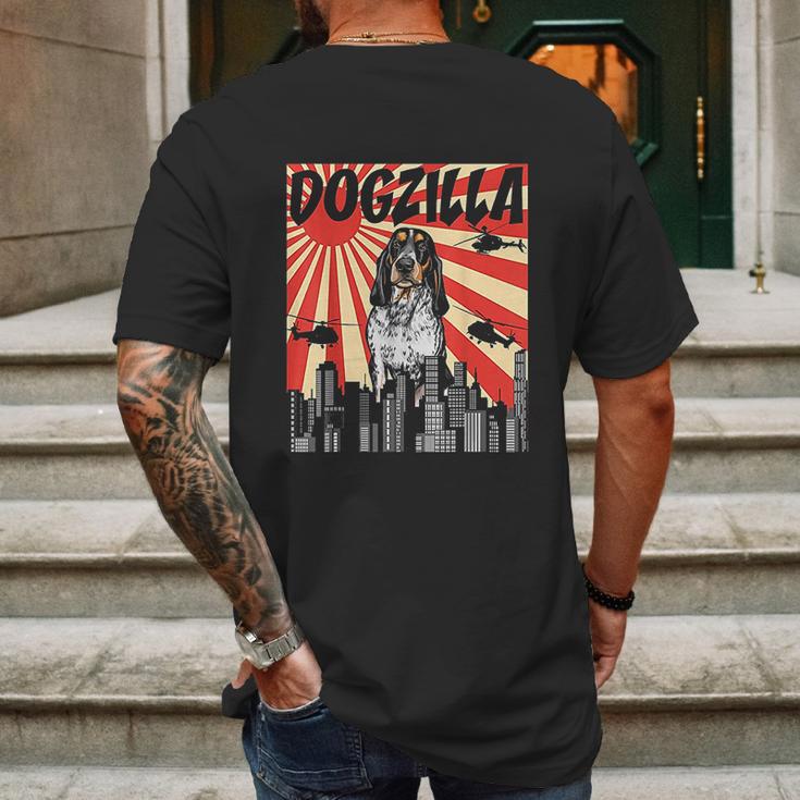 Funny Retro Japanese Dogzilla Bluetick Coonhound Mens Back Print T-shirt Gifts for Men