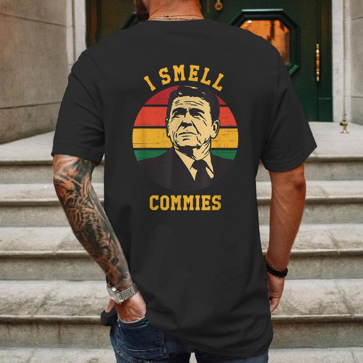 Funny Ronald Reagan Gift I Smell Commies Political Humor Gift Mens Back Print T-shirt Gifts for Men