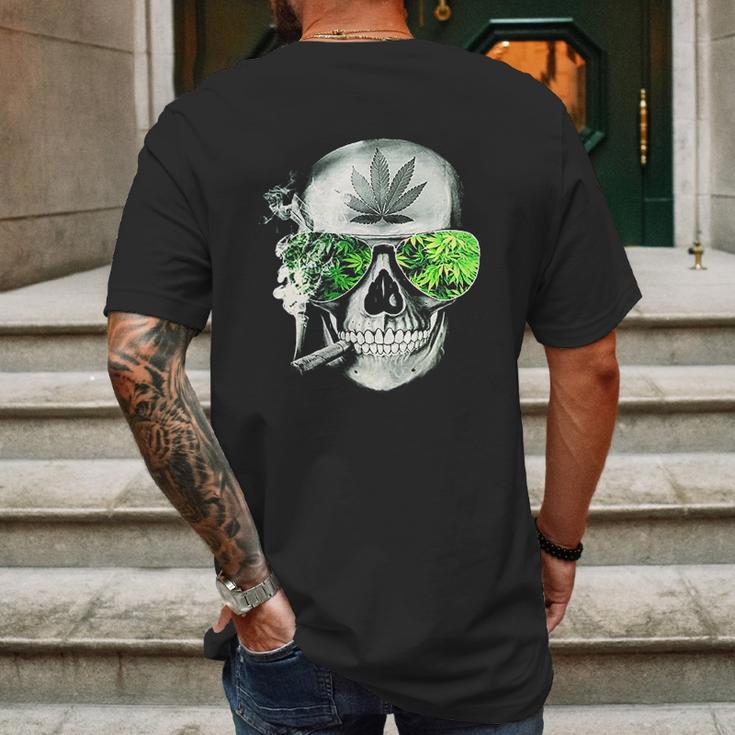 Funny Style Cannabis Marijuana Skull Mens Mens Back Print T-shirt Gifts for Men