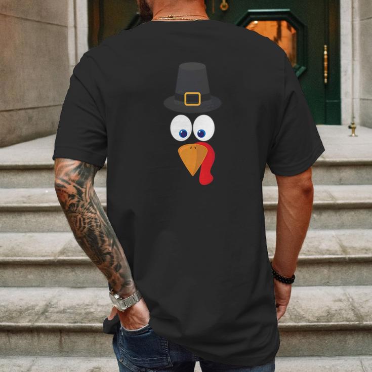 Funny Thanksgiving Turkey Face Party Gift Mens Back Print T-shirt Gifts for Men