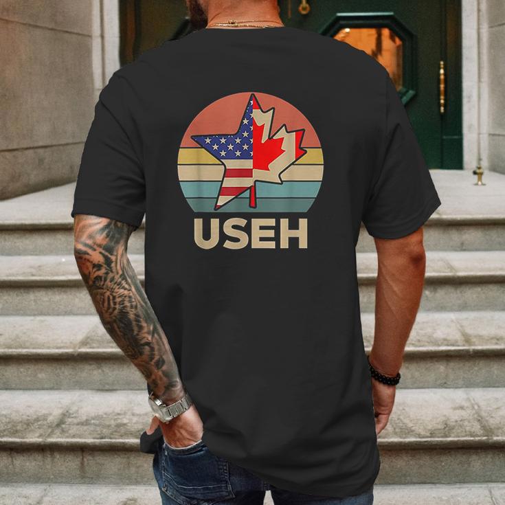 Funny Useh America Canada Flag American Mens Back Print T-shirt Gifts for Men