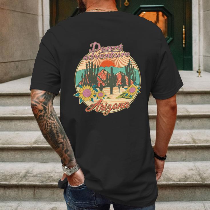 Funny Vintage Retro Travel Arizona Desert Adventure Emblem Mens Back Print T-shirt Gifts for Men