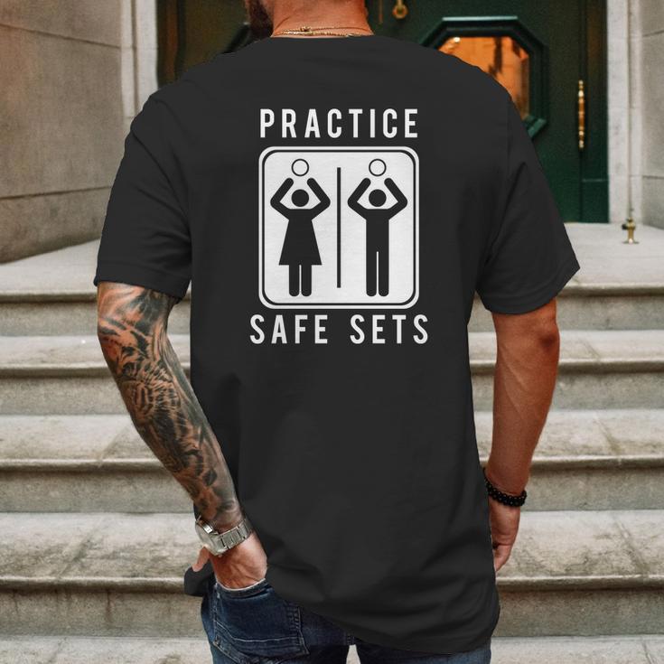 Funny Vollyball Pun Team Practice Safe Sets Tee Mens Back Print T-shirt Gifts for Men