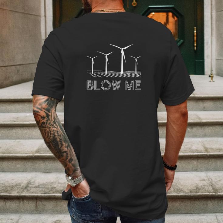 Funny Windmill Wind Farm Blow Me Environmental Mens Back Print T-shirt Gifts for Men