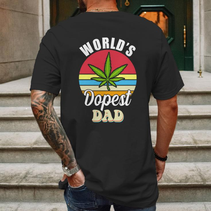 Funny Worlds Dopest Dad Funny Marijuana Retro Mens Back Print T-shirt Gifts for Men