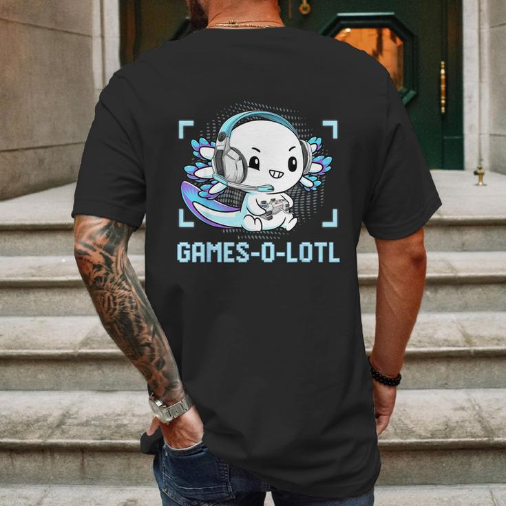 Gamesolotl Axolotl Video Gamer Kawaii Pastel Goth Anime Boys Graphic Design Printed Casual Daily Basic Mens Back Print T-shirt Gifts for Men