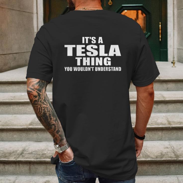 Gildan Tesla Thing Black Mens Back Print T-shirt Gifts for Men