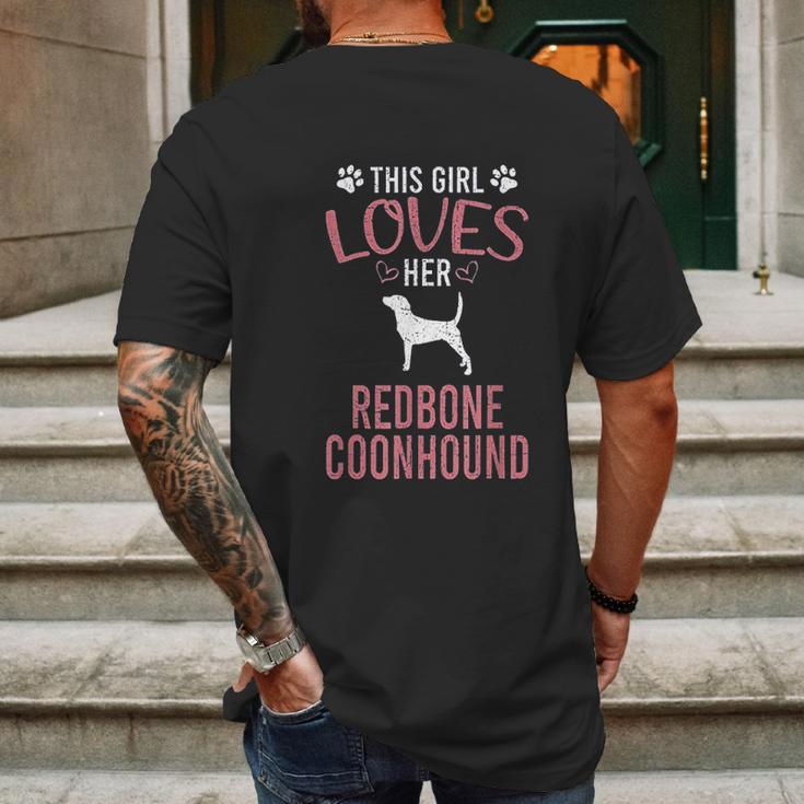 This Girl Loves Her Redbone Coonhound Dog Lover Mens Back Print T-shirt Gifts for Men