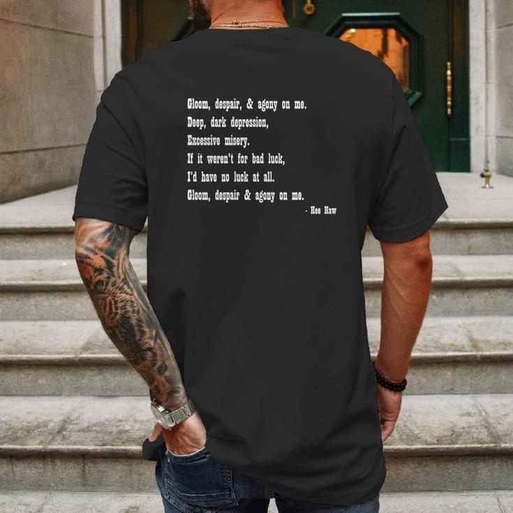 Gloom Despair And Agony On Me Mens Back Print T-shirt Gifts for Men