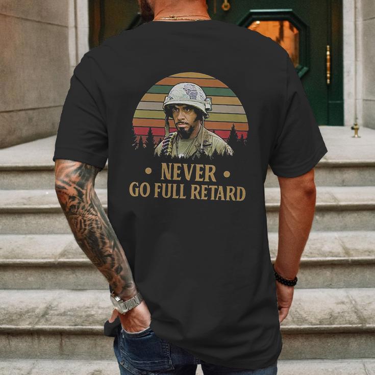 Never Go Full Retard Vintage Retro Mens Back Print T-shirt Gifts for Men