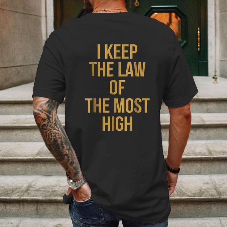 Gold Law Of Yah Yahweh Yeshua Torah Hebrew Roots Mens Back Print T-shirt Gifts for Men