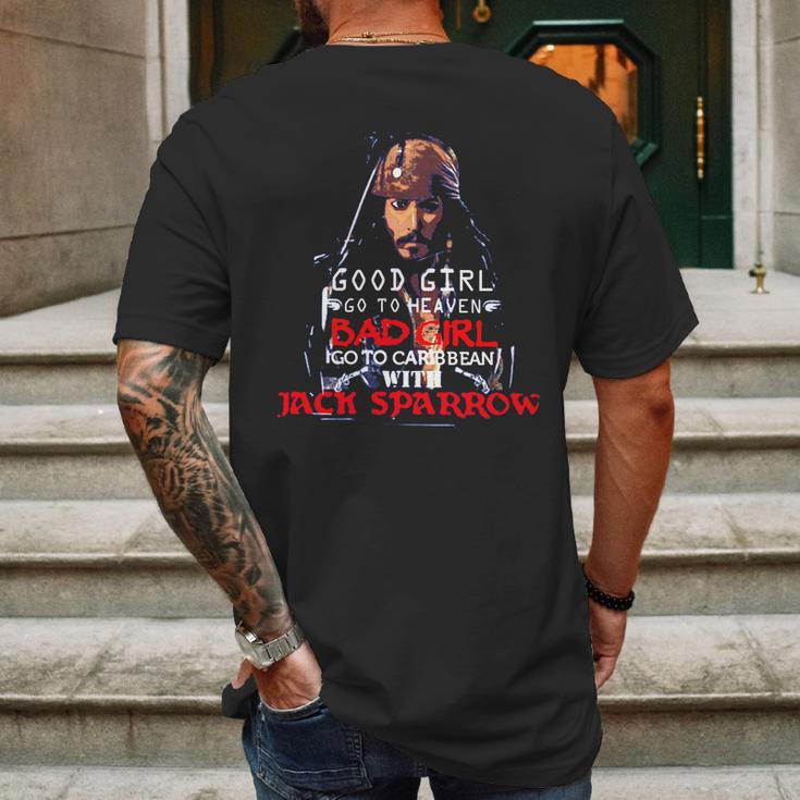 Good Girl Go To Heaven Bad Girl Go To The Caribbean With Jack Sparrow Mens Back Print T-shirt Gifts for Men