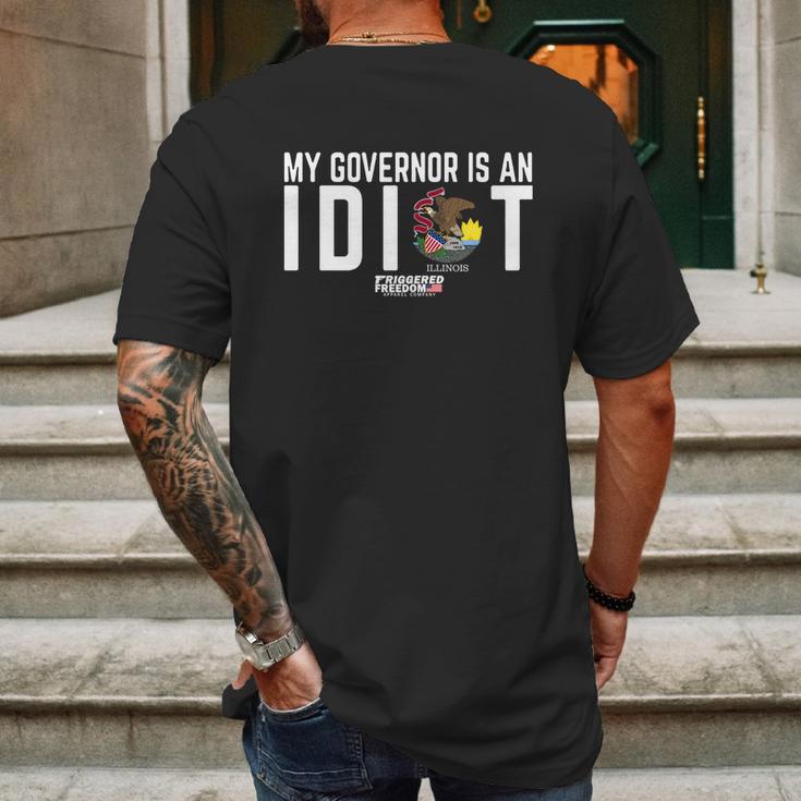 My Governor Is An Idiot Illinois Triggered Freedom Shirt Mens Back Print T-shirt Gifts for Men