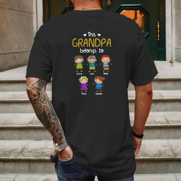 This Grandpa Belong To Emma Liam Noah Shirtc Mens Back Print T-shirt Gifts for Men