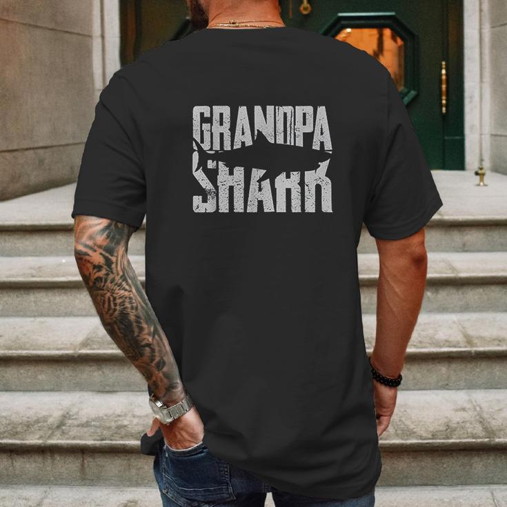 Grandpa Shark Fathers Day Gift Dad Birthday Gifts Mens Back Print T-shirt Gifts for Men