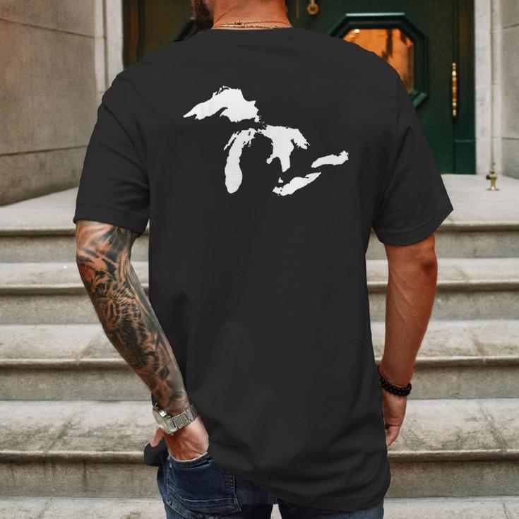 Great Lakes Detroit Michigan Mens Back Print T-shirt Gifts for Men