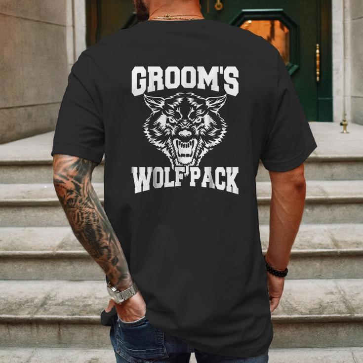 Grooms Wolfpack Bachelor Party Drinking Team Gift Mens Back Print T-shirt Gifts for Men