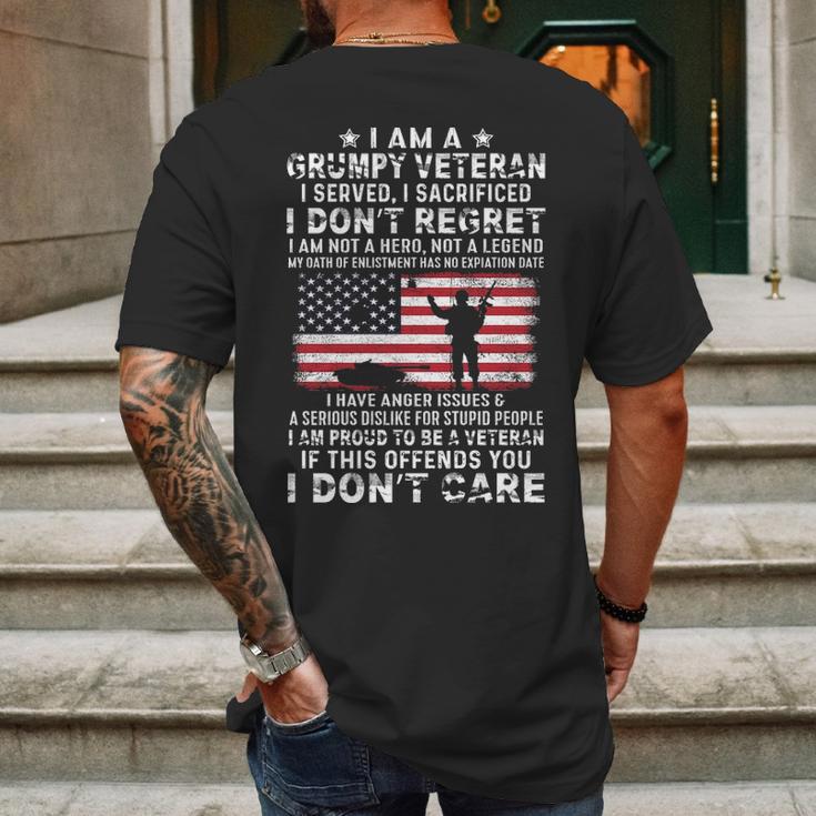 I Am A Groumpy I Served I Sacrificed I Dont Regret Veteran Mens Back Print T-shirt Gifts for Men