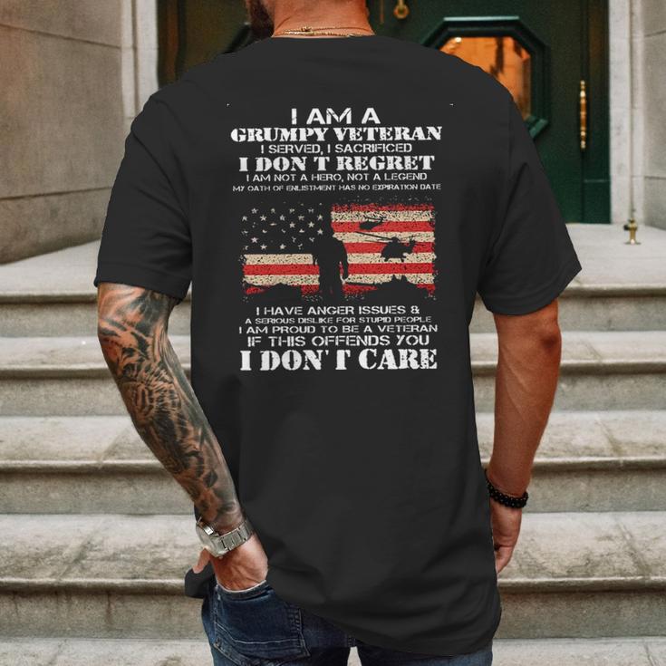 I Am A Grumpy Veteran I Dont Care 2022 New Gift Mens Back Print T-shirt Gifts for Men