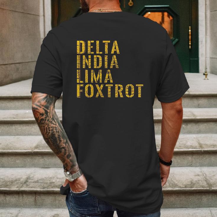 Grunt Style Delta India Lima Foxtrot Mens Maroon Mens Back Print T-shirt Gifts for Men