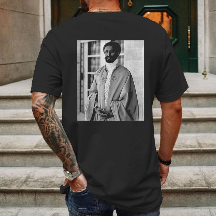 Haile Selassie Ethiopian Emperor Portrait Mens Back Print T-shirt Gifts for Men