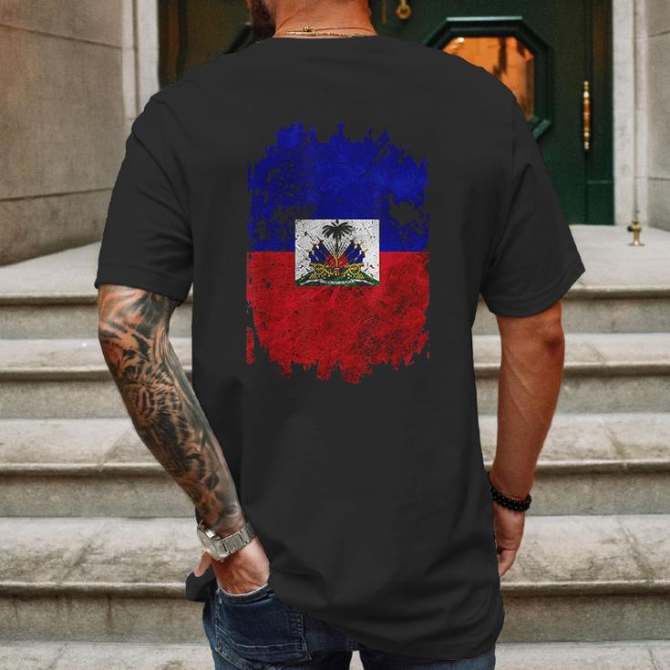 Haitian Flag Nou La Zoe Pound Cool Gift Haiti Mens Back Print T-shirt Gifts for Men