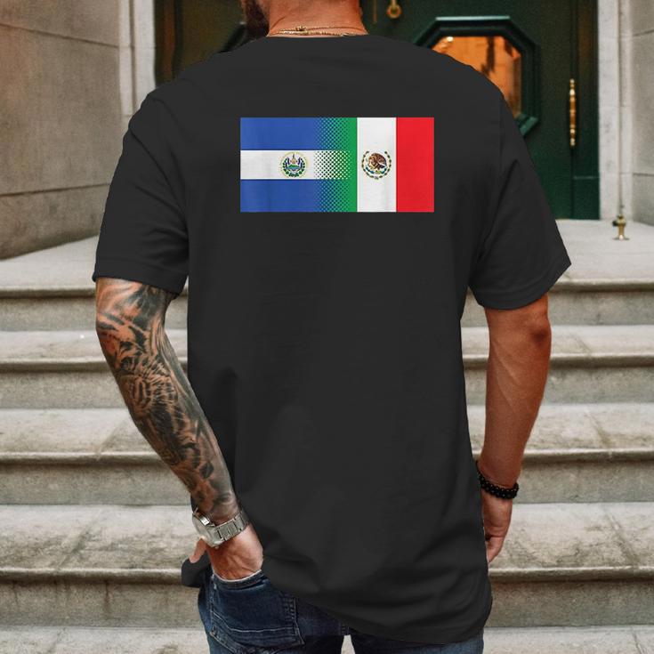 Half Mexican Half Salvadorian Flag Mexico El Salvador Mens Back Print T-shirt Gifts for Men