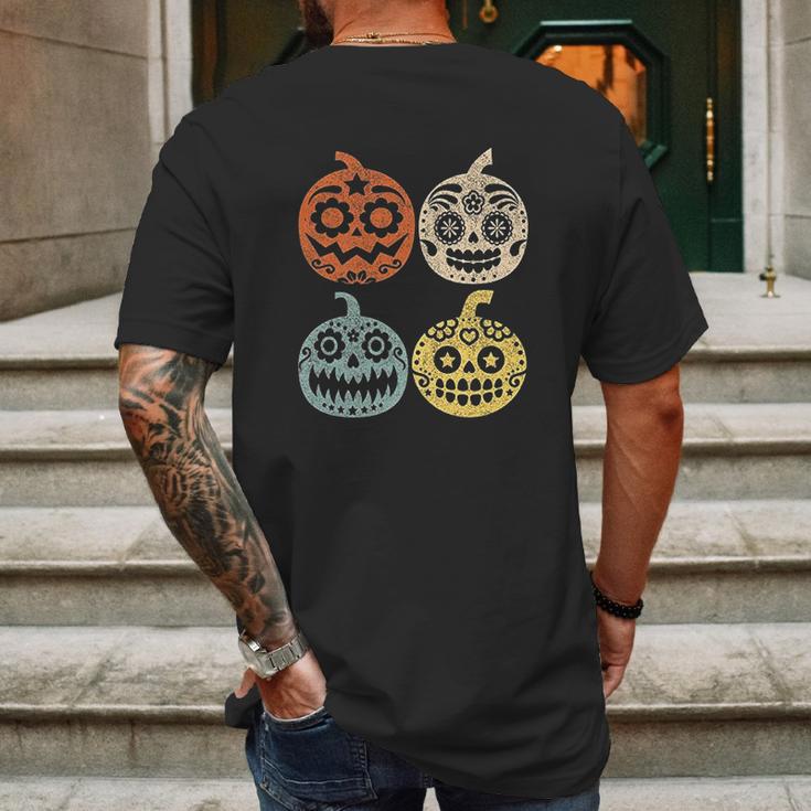 Halloween El Dia De Los Muertos Dead Day Pumpkin Vintage Mens Back Print T-shirt Gifts for Men