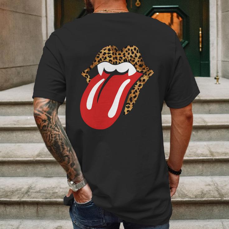 Halloween Leopard Panther Dracula Tongue Scary Mens Back Print T-shirt Gifts for Men