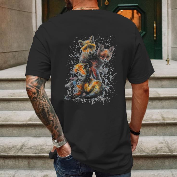 Hand Painted Little Fox Mens Back Print T-shirt Gifts for Men