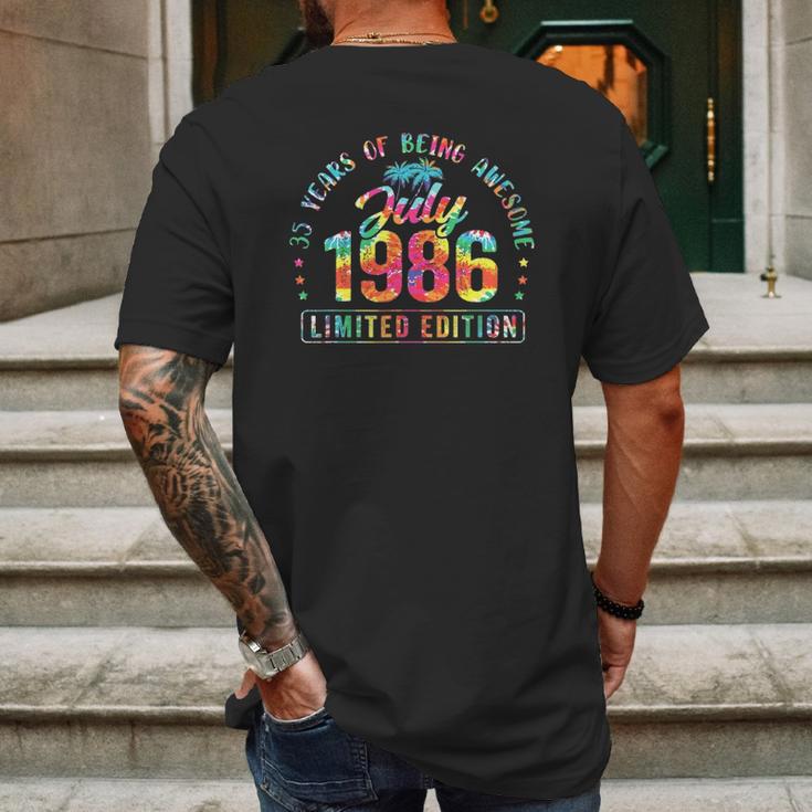 Happy 35Th Birthday Vintage July 1986 35 Years Old Mens Back Print T-shirt Gifts for Men