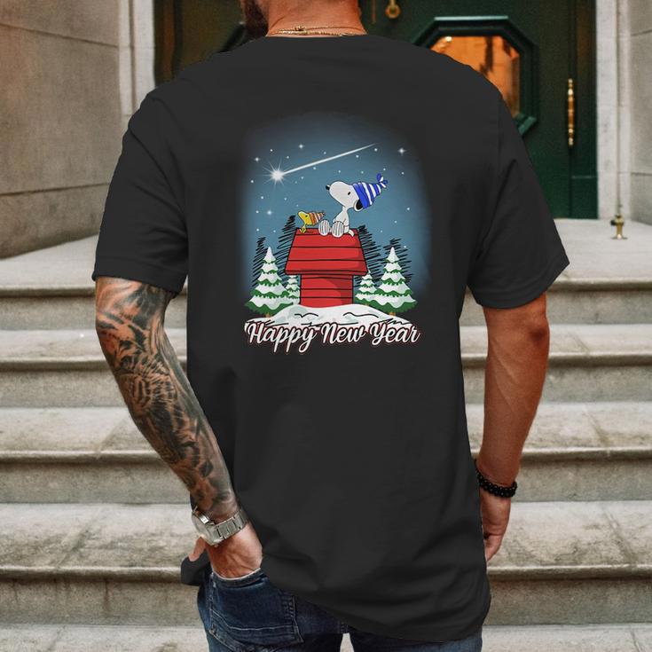 Happy New Year Snoopy Mens Back Print T-shirt Gifts for Men