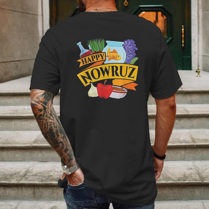 Happy Nowruz Iranian Persian New Year Haft Seen Arrangement Mens Back Print T-shirt Gifts for Men