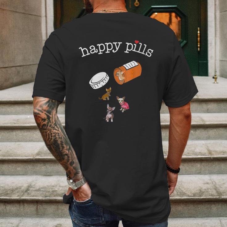 Happy Pill Chihuahua Mens Back Print T-shirt Gifts for Men