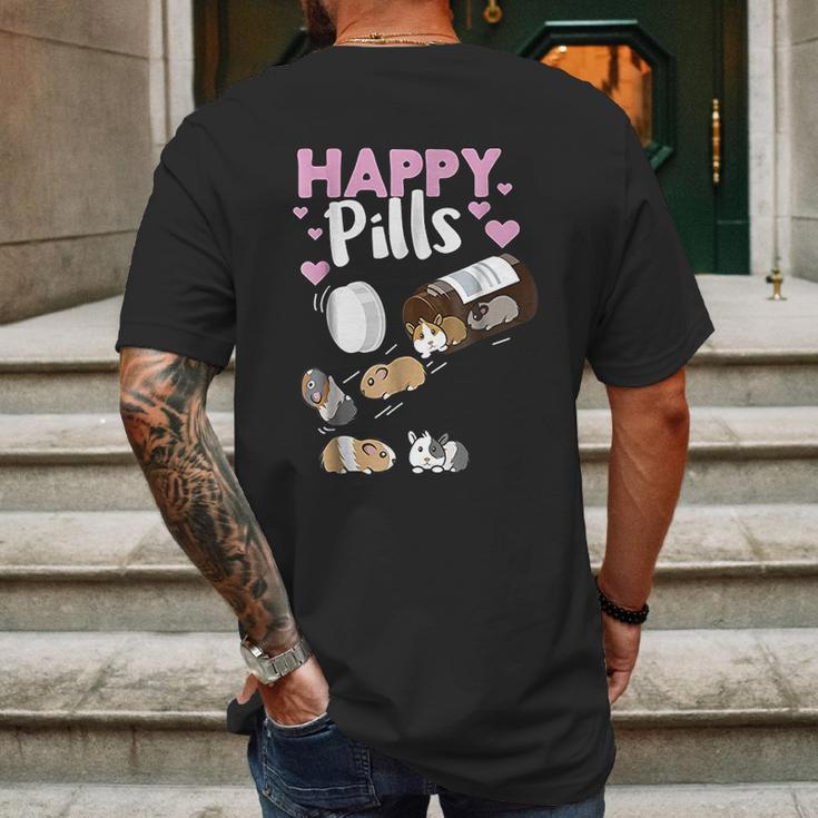 Happy Pill Guinea Pig Mens Back Print T-shirt Gifts for Men