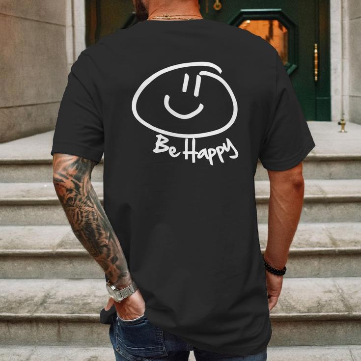 Be Happy Smiley Face T-Shirt Mens Back Print T-shirt Gifts for Men