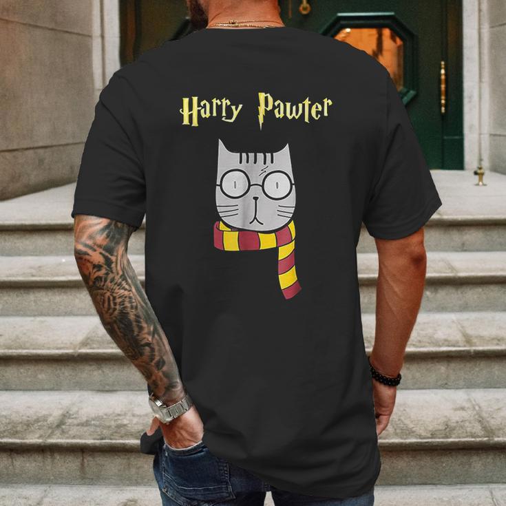 Harry Pawter Funny Magic Cat With Glasses Gift Mens Back Print T-shirt Gifts for Men